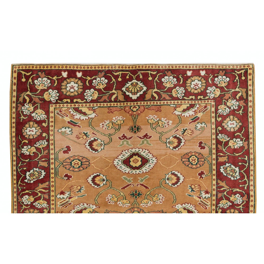 Decorative Turkish Rug, Modern Hand Knotted Carpet with Floral Design, 100% Wool
