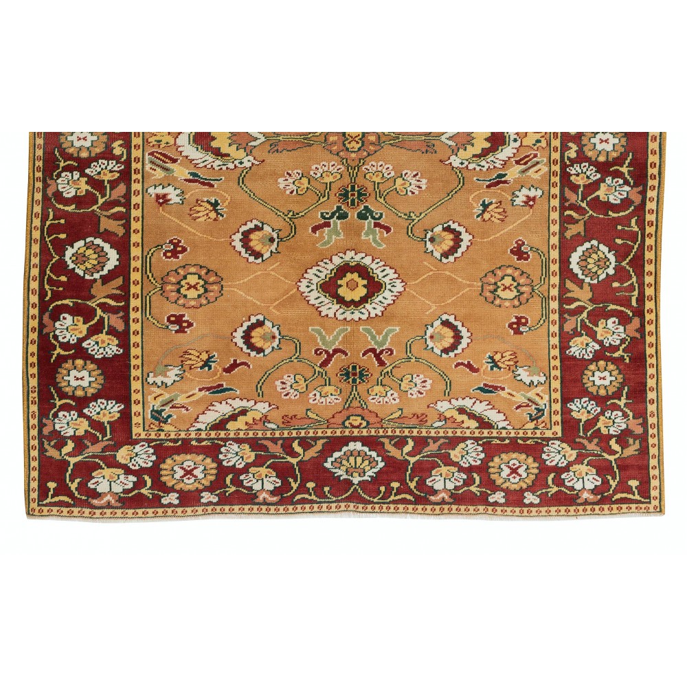 Decorative Turkish Rug, Modern Hand Knotted Carpet with Floral Design, 100% Wool