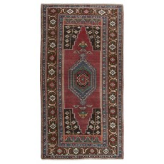 MidCentury Oriental Rug, Hand Knotted 1960's Turkish Carpet Made of Wool