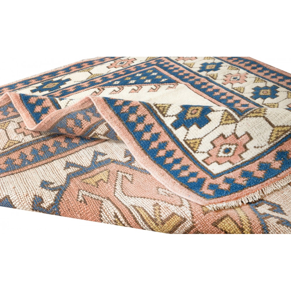 Hand Knotted Turkish Carpet with Geometric Design, 100% Wool Rug