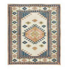 Hand Knotted Turkish Carpet with Geometric Design, 100% Wool Rug