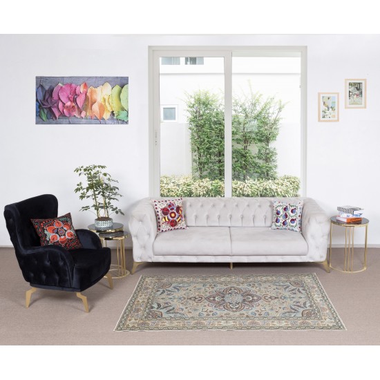 Elegant Vintage Handmade Wool Area Rug from Central Anatolia Elegant Vintage Handmade Wool Area Rug from Central Anatolia