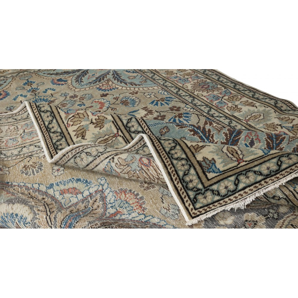 Handmade Turkish Kayseri Area Rug, Decorative Medallion Design Carpet in Shades of Green, 100% Wool