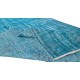 Vintage Handmade Turkish Rug Over-Dyed in Teal Blue for Contemporary Interiors