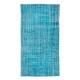 Vintage Handmade Turkish Rug Over-Dyed in Teal Blue for Contemporary Interiors
