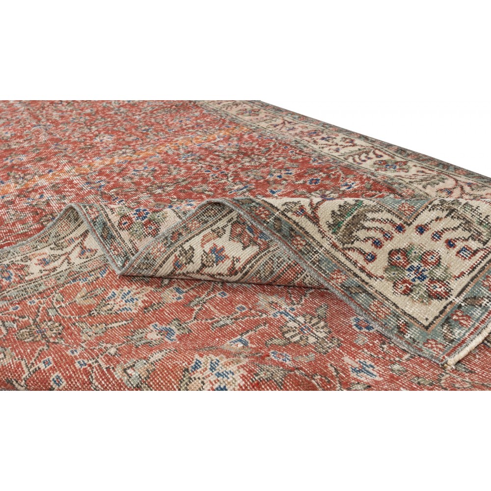 Turkish Floral Pattern Wool Runner. Vintage Hand Knotted Rug for Hallway Decor