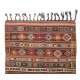 Colorful Hand-woven Turkish Kilim with Cabin Style, Flat-weave Wool Rug Colorful Hand-woven Turkish Kilim with Cabin Style, Flat-weave Wool Rug