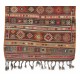 Colorful Hand-woven Turkish Kilim with Cabin Style, Flat-weave Wool Rug