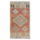 Colorful Geometric Hand Woven Turkish Kilim, Flat-weave Wool Rug