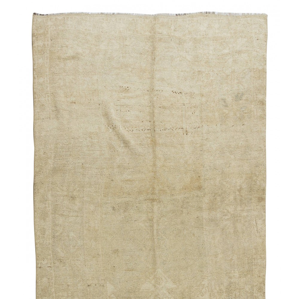 Vintage Hand Knotted Turkish Oushak Runner Rug for Hallway Decor