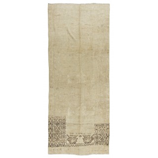 Vintage Hand Knotted Turkish Oushak Runner Rug for Hallway Decor