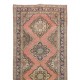 Traditional Hand Knotted Turkish Wool Runner. Vintage Geometric Pattern Rug for Hallway