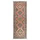 Traditional Hand Knotted Turkish Wool Runner. Vintage Geometric Pattern Rug for Hallway