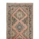 Traditional Hand Knotted Turkish Wool Runner. Vintage Geometric Pattern Rug for Hallway