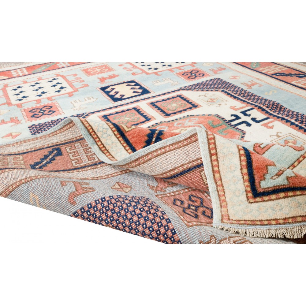 Reproduction of an Antique Caucasian Karachob Kazak Rug, 100% Wool