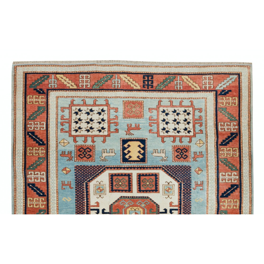 Reproduction of an Antique Caucasian Karachob Kazak Rug, 100% Wool