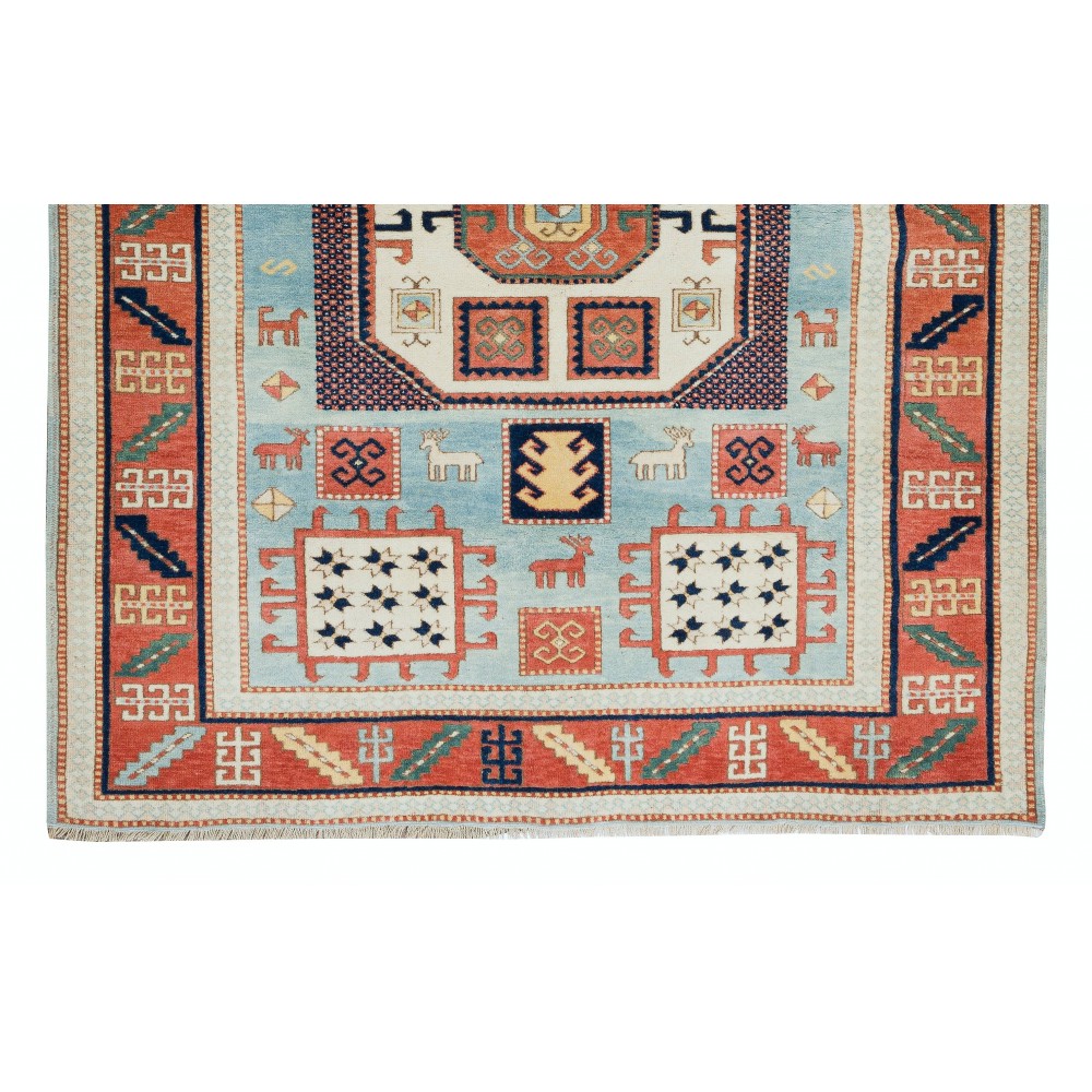 Reproduction of an Antique Caucasian Karachob Kazak Rug, 100% Wool