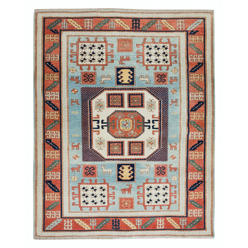 Reproduction of an Antique Caucasian Karachob Kazak Rug, 100% Wool