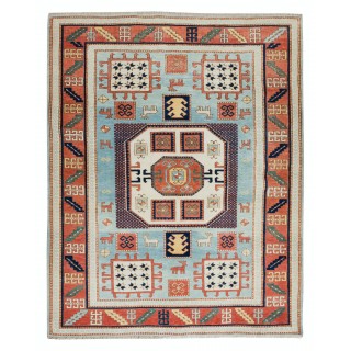 Reproduction of an Antique Caucasian Karachob Kazak Rug, 100% Wool