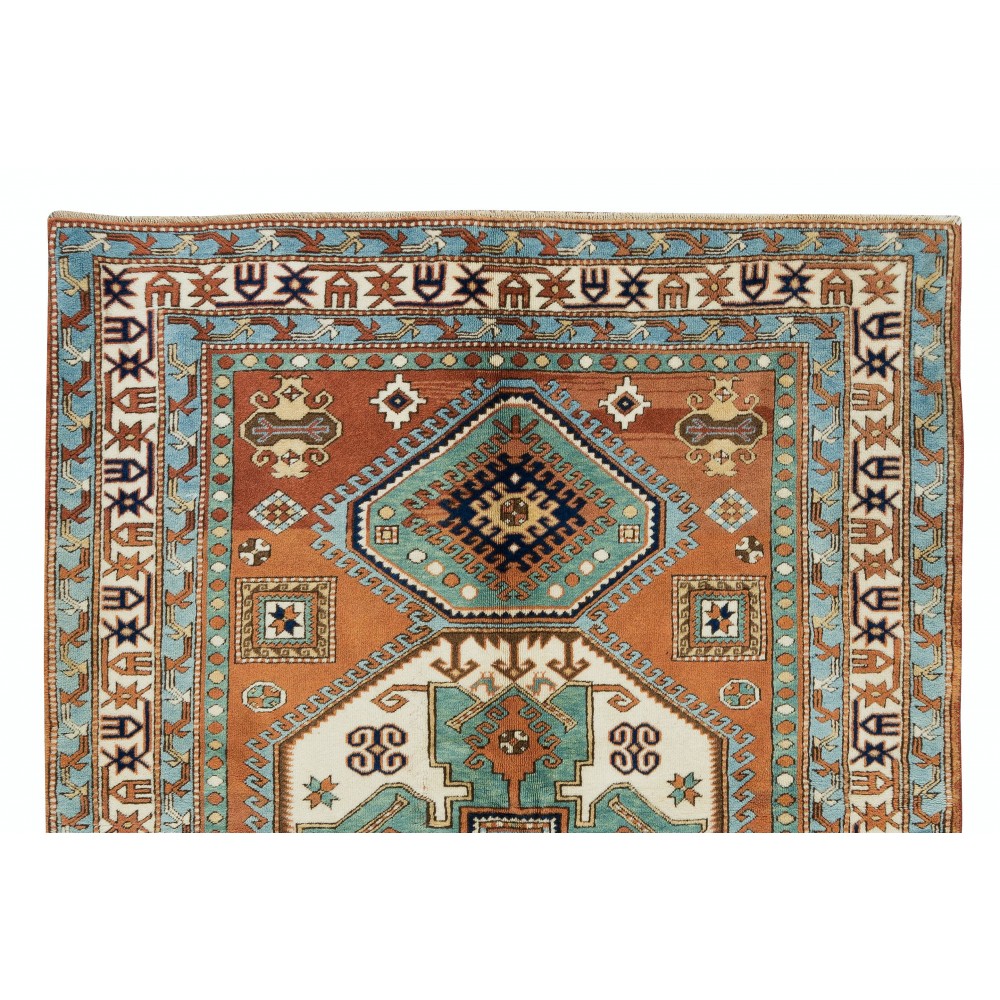 Tri-Medallion Turkish Area Rug for Office & Home Decor, 100% Wool