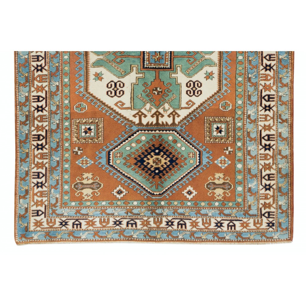 Tri-Medallion Turkish Area Rug for Office & Home Decor, 100% Wool