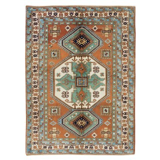 Tri-Medallion Vintage Turkish Area Rug for Office & Home Decor, 100% Wool