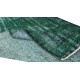 Distressed Vintage Hand Knotted Turkish Rug Over-Dyed in Green for Contemporary Home & Office