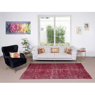 Vintage Handmade Turkish Rug Over-Dyed in Red Color, Ideal for Modern Home & Office Decor Vintage Handmade Turkish Rug Over-Dyed in Red Color, Ideal for Modern Home & Office Decor