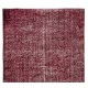 Vintage Handmade Turkish Rug Over-Dyed in Red Color, Ideal for Modern Home & Office Decor