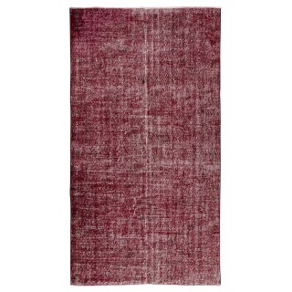 Vintage Handmade Turkish Rug Over-Dyed in Red Color, Ideal for Modern Home & Office Decor