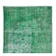 Vintage Hand Knotted Turkish Rug Over-Dyed in Green for Contemporary Home & Office