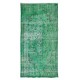 Vintage Hand Knotted Turkish Rug Over-Dyed in Green for Contemporary Home & Office