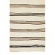 Beige Vintage Kilim Handmade Flatweave Striped Motif Wool Rug