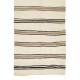 Long Striped Vintage Hand-Woven Turkish Runner Kilim in Cream & Brown