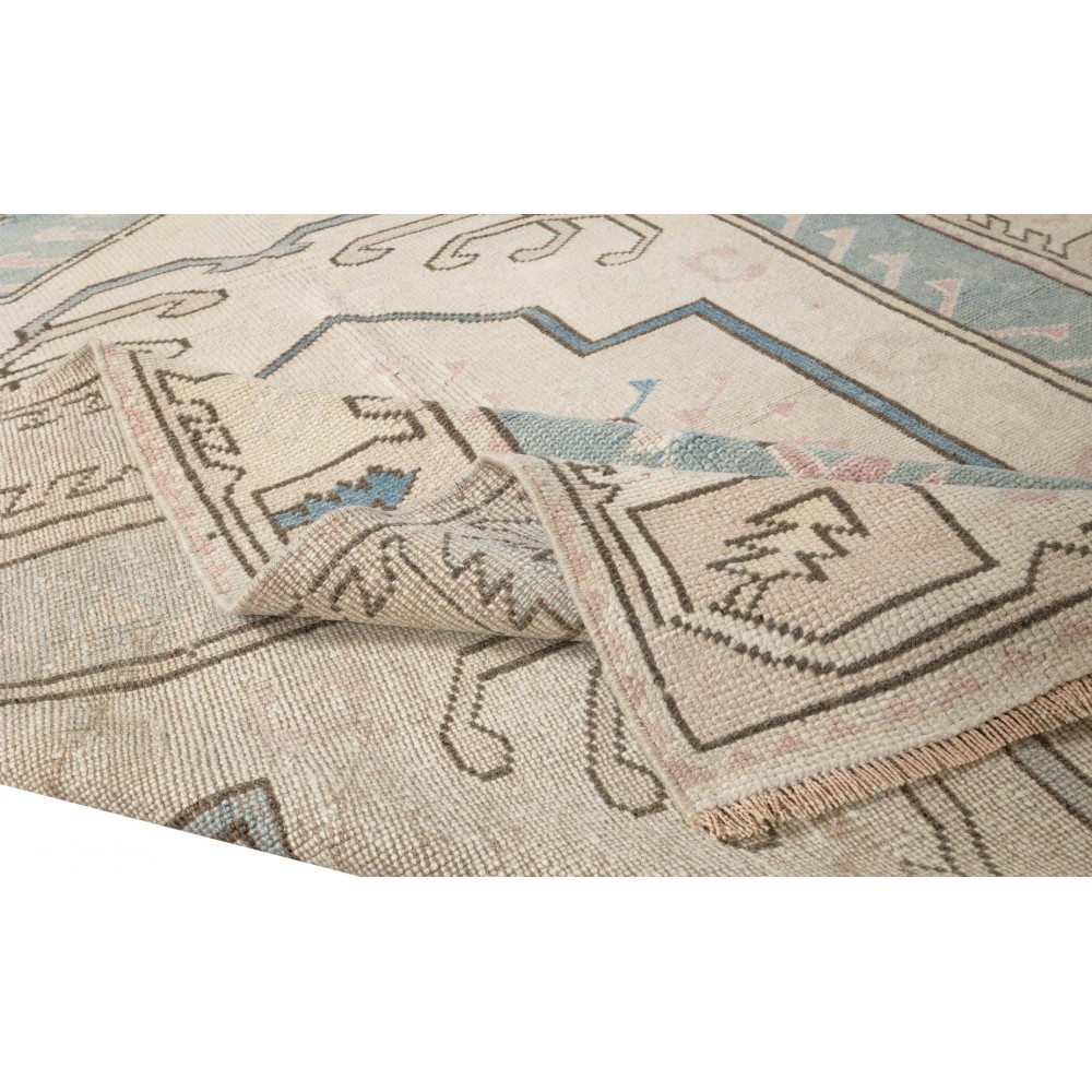 Hand Knotted Turkish Geometric Area Rug for Office & Home Decor, 100% Wool