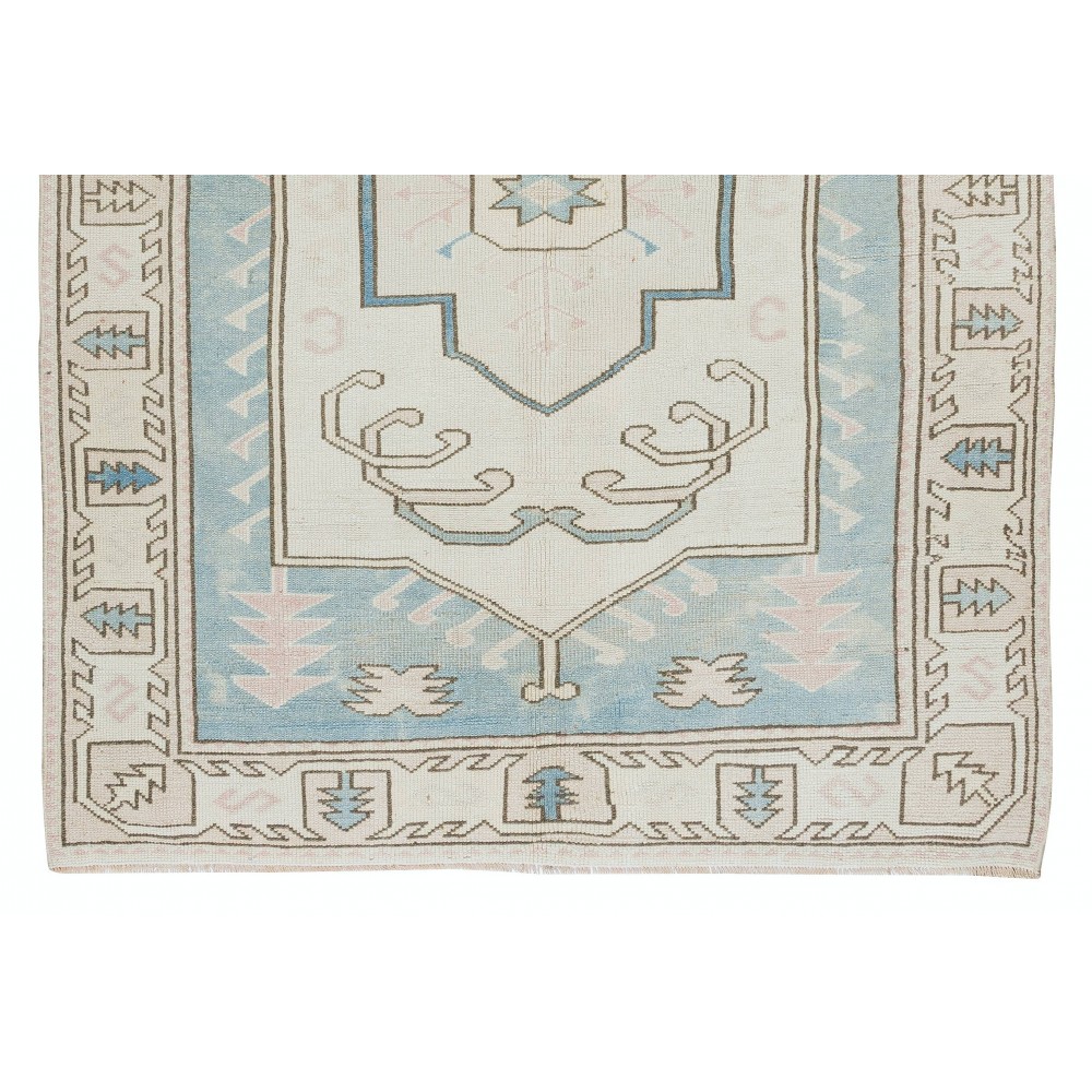 Hand Knotted Turkish Geometric Area Rug for Office & Home Decor, 100% Wool