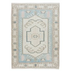 Hand Knotted Turkish Geometric Area Rug for Office & Home Decor, 100% Wool