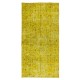 Contemporary Handmade Turkish Wool Rug Over-Dyed in Yellow
