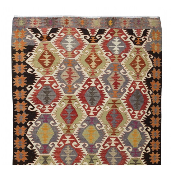 20st Century Colorful Hand-Woven Wool Kilim Rug From Central Anatolia, Turkey