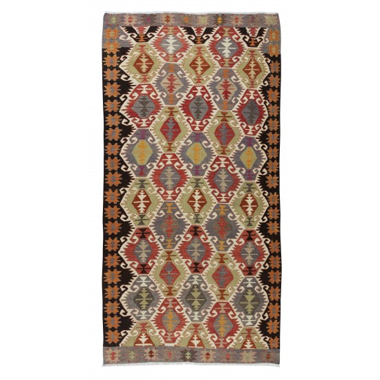 20st Century Colorful Hand-Woven Wool Kilim Rug From Central Anatolia, Turkey 20st Century Colorful Hand-Woven Wool Kilim Rug From Central Anatolia, Turkey