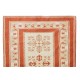 Modern Hand Knotted Turkish Rug in Red & Cream Colors, 100% Wool