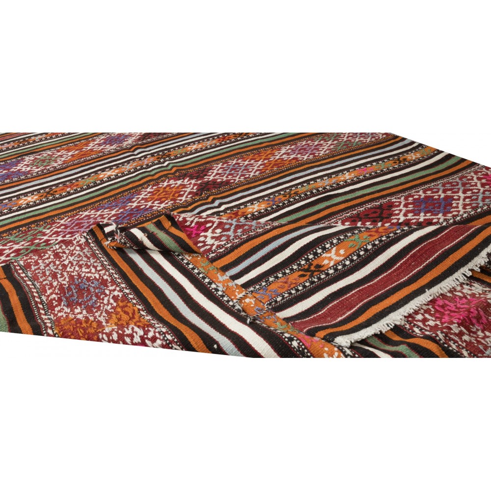 Multicolor Hand-Woven Wool Kilim Rug From Central Anatolia, Turkey, 1970s