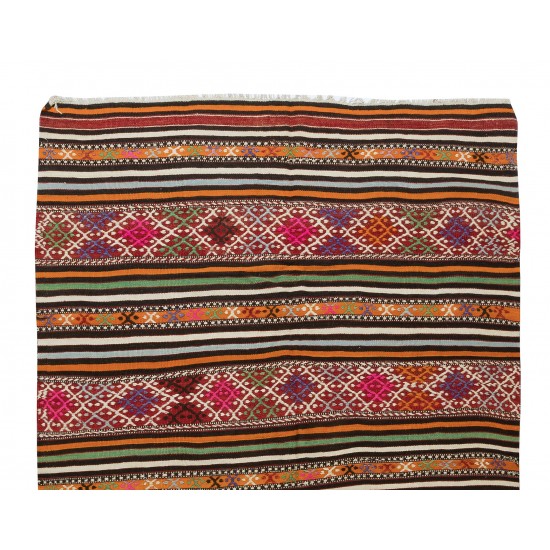 Multicolor Hand-Woven Wool Kilim Rug From Central Anatolia, Turkey, 1970s