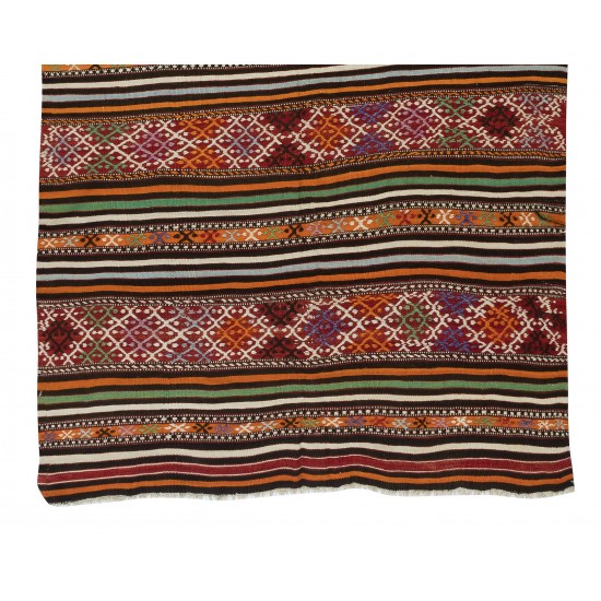 Multicolor Hand-Woven Wool Kilim Rug From Central Anatolia, Turkey, 1970s