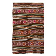 Multicolor Hand-Woven Wool Kilim Rug From Central Anatolia, Turkey, 1970s