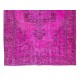 Vintage Handmade Turkish Rug Over-Dyed in Pink Color, Ideal for Modern Home & Office Decor