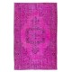 Vintage Handmade Turkish Rug Over-Dyed in Pink Color, Ideal for Modern Home & Office Decor