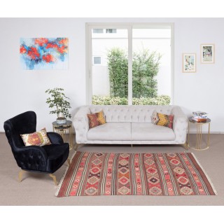 Multicolor Hand-Woven Wool Kilim Rug From Central Anatolia, Turkey, 1970s