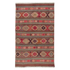 Multicolor Hand-Woven Wool Kilim Rug From Central Anatolia, Turkey, 1970s