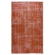 Hand Knotted Turkish Wool Rug Over-Dyed in Orange, Vintage Orange Carpet for Contemporary Interiors